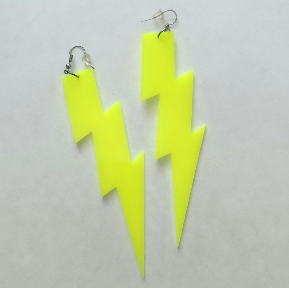 Neon Yellow Lightning Bolt Earrings